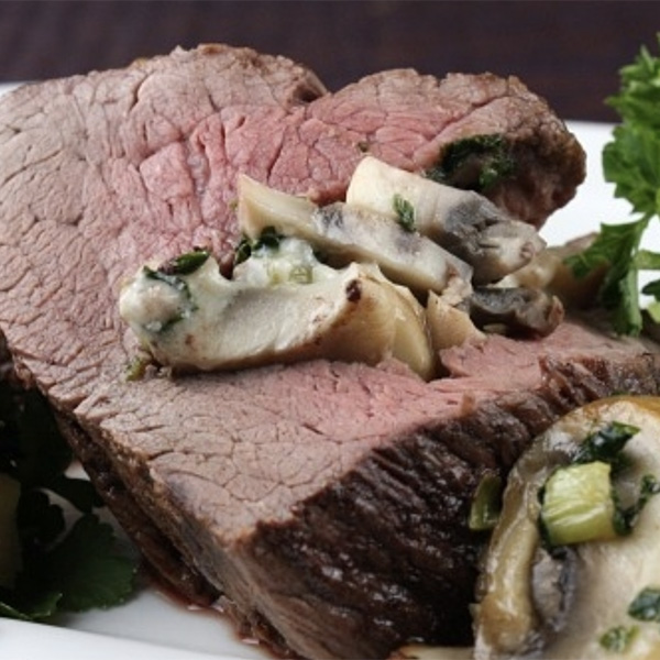 Beef Tenderloin with Blue Cheese & Mushrooms